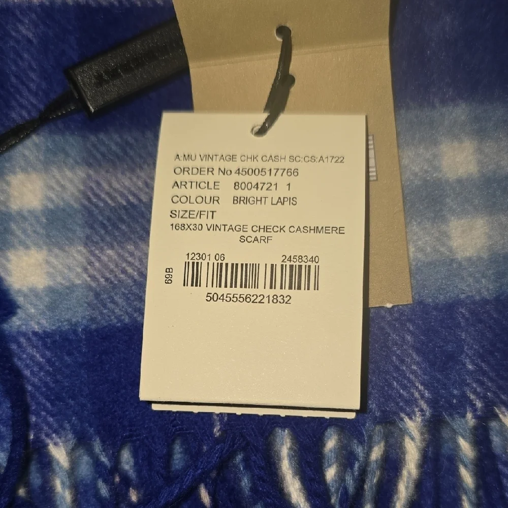 Burberry Royal Blue and Cream Check Scarf
